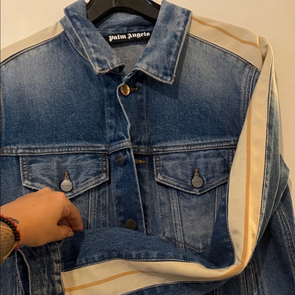Palm Angels Blue Denim Jacket with Tan Accents - Picture 4 of 6